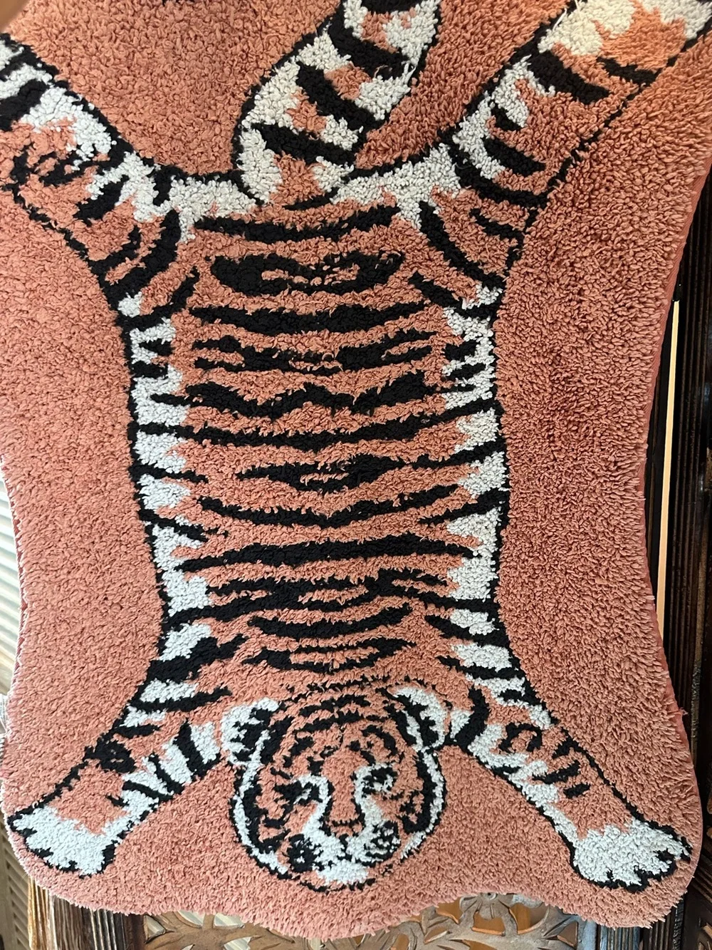 Celeste Orange / Pink Tiger Anti Slip Tiger Bath Mat / Rug.